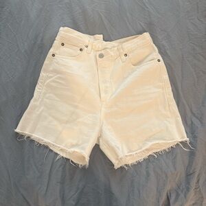 Agolde criss cross denim shorts